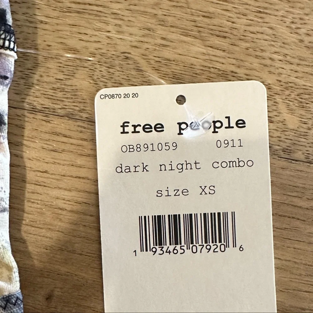NWT Free People • Dark night Combo Idris Printed Open Back Top Size XSma…